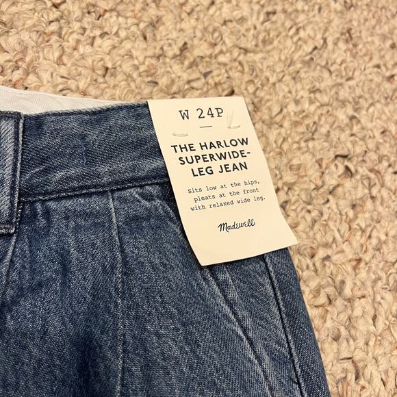 NWT Madewell The Harlow Super Wide Leg Jeans Sz 24 Petite Medium Wash Casual - Picture 2 of 6